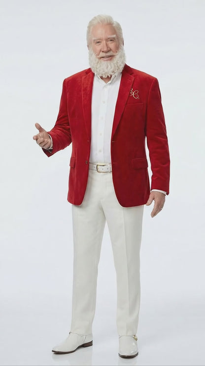 Men’s Red Velvet Blazer Santa Clauses Tim Allen Inspired Jacket – Festive Christmas Party Blazer, Holiday Costume Jacket Christmas New Year