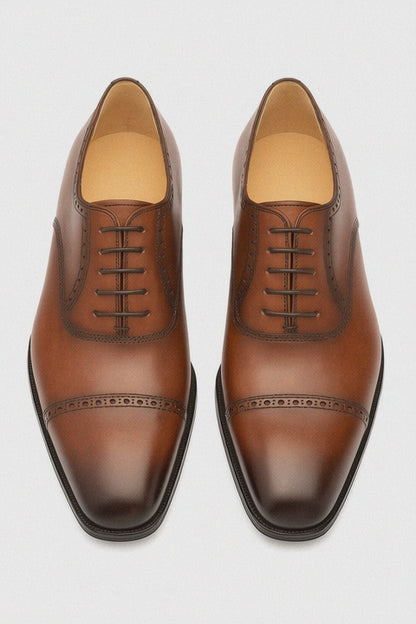 Amaro Leather Cap Toe Cognac By Mezlan Made In Spain Brand