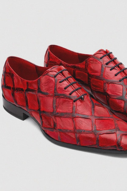 Marco Di Milano Olivieri Red Pirarucu Dress Shoe Oxfords