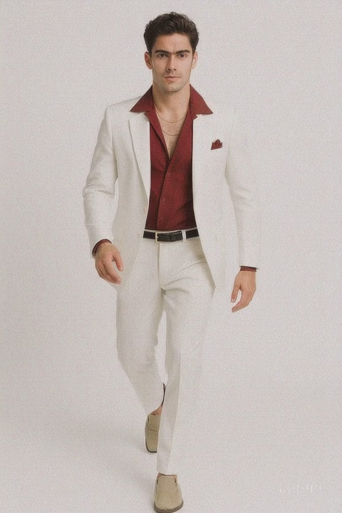 Mens Al Pacino Tony Montana Scarface Package | White Suit + Red Shirt