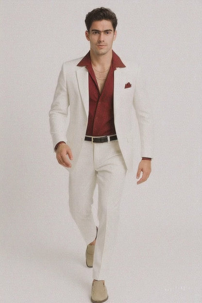 Mens Al Pacino Tony Montana Scarface Package | White Suit + Red Shirt