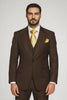 Brown One Button 3 Piece Suit  by Rossiman 