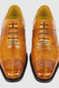 Mens Belvedere Mare Eel & Ostrich Cap Toe Dress Shoe in Tan