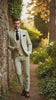 Men’s Light Beige Check 3-Piece Suit Set – Premium Tailored Fit Formal Wedding and Spring Event Suit Light Tan Sand Color By Rossiman