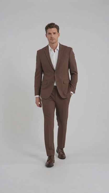 Men’s Coffee Brown 2-Piece Suit – Classic Two-Button Wedding, Business and Formal Suit