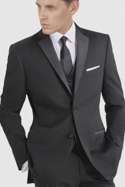 Mantoni Black Wool 2-button 2-Piece Tuxedo