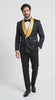 Men’s Black and Gold Jacquard Tuxedo Suit – Luxury Slim Fit Formal Wedding, Prom, and Gala Outfit