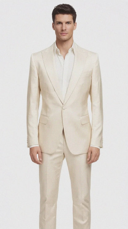 Rossiman Suit - Sateen Suit - Cream Shiny Suit