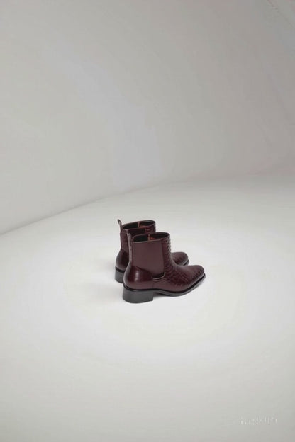 Basket Weave Leather Chelsea Boot