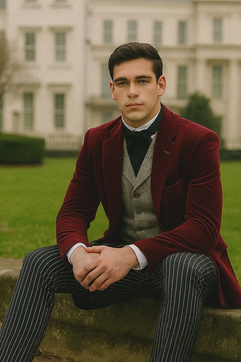 Wine Velvet Roderick Smoking Jacket – Luxurious Mens Wear