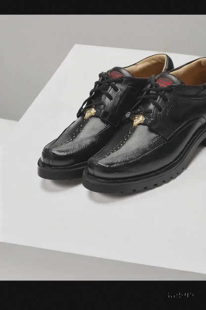 Los Altos Casual Black Stingray & Ostrich Skin Shoes
