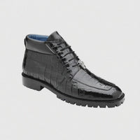 Belvedere Gallardo Men's Shoes Black Exotic Caiman Crocodile Derby Split-toe Boots