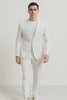 Mens Two Piece Linen Suit Relaxed Hybrid Fit No Collar