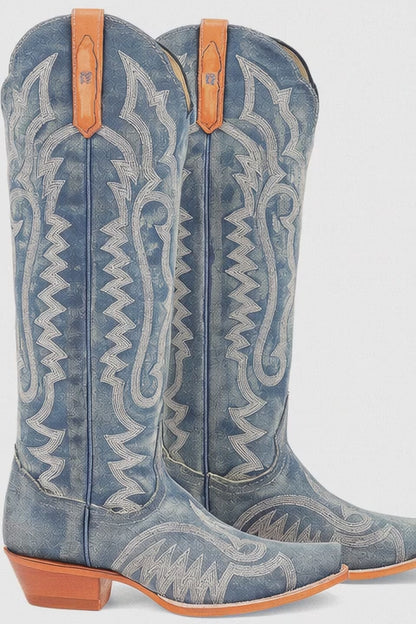 Dan Post Women's Denim Darlin Zipper Snip Toe Boots