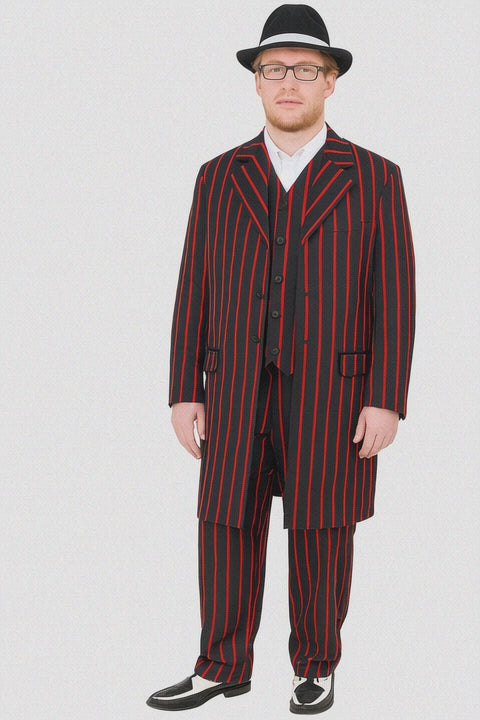 Mens Gangster Zoot Suit in 3 Colors  Chalk Stripe - Black and Red - Black and Gold - Black and White
