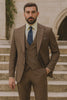 Men’s Brown 3-Piece Suit with Vest and Chain – Classic Formal Wear