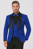 Men's Slim Fit Vested Paisley Royal Blue Tuxedo