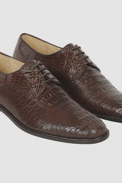 Los Altos Caiman Hornback Plain Toe Brown Shoes