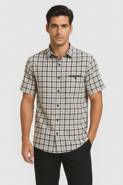 Mens Plaid Walking Suit in black by Dreams by Zacchi – 2 Piece Leisure Outfit with Matching Shirt and Pants - $99