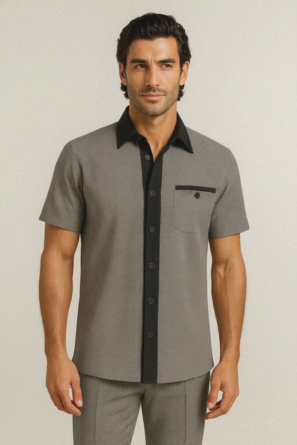 Men’s Houndstooth Walking Suit by Dreams by Zacchi – 2 Piece Lei sure Set in black/white- $99