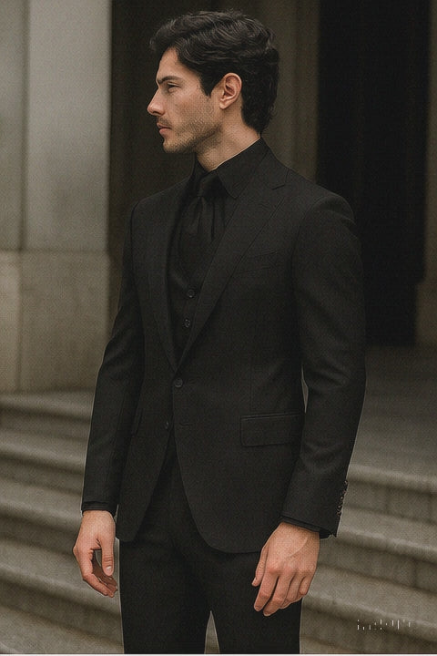 Mens John Wick Vested Black Suit Costume