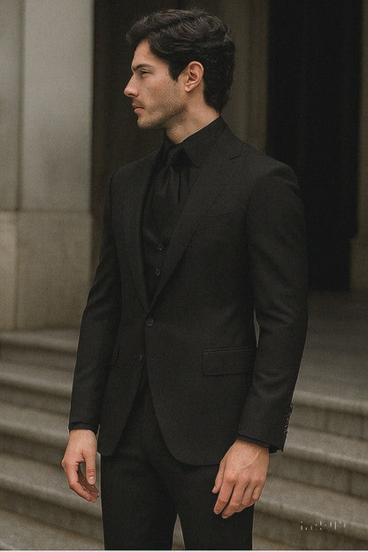 Mens John Wick Vested Black Suit Costume