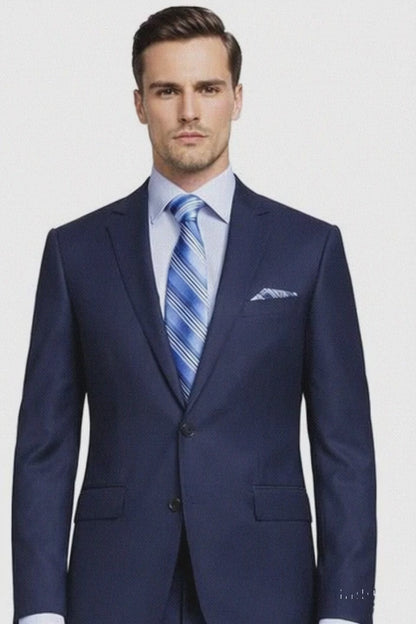 Mantoni 2-Button Slim or Modern Fit in 3-Blue Navy Fabrics