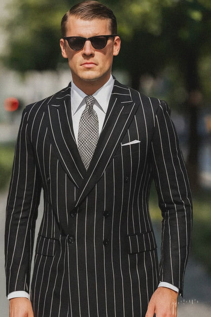 Black Pinstripe Suit - Gangster Suit - 1920's Suit