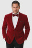Men's Two Button Classic Velvet Blazer In Red