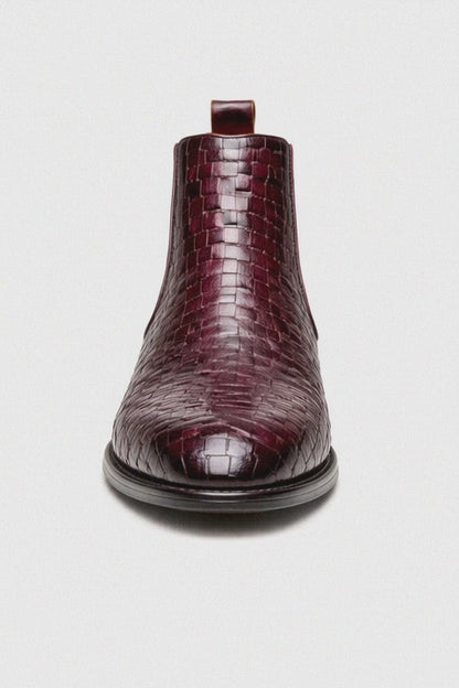 Basket Weave Leather Chelsea Boot