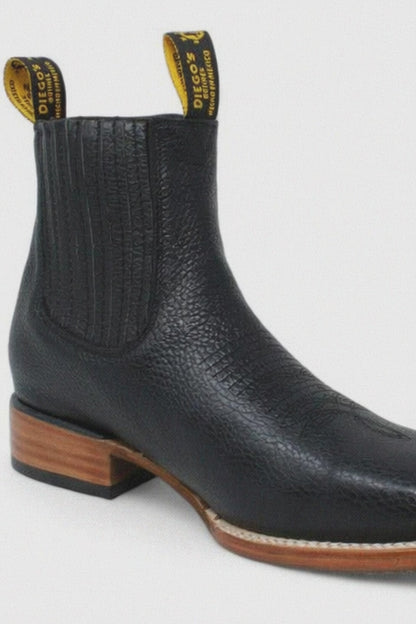 Botines Charros Quincy con Punta Cuadrada Color Negro DIE