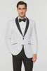 Mens 2 Buttton Slim Contrast Peak Lapel Tuxedo in White