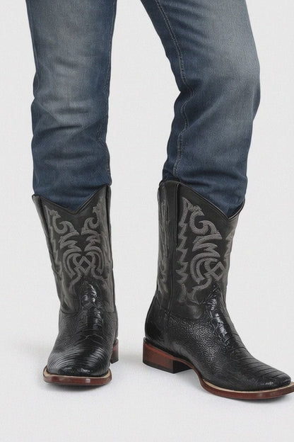 Men's Los Altos Ostrich Leg Skin Wide Square Toe Boots