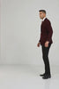 Mens Classic Wool Feel Blazer Sports Coat in Burgundy