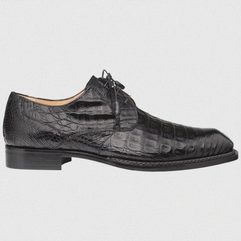 Men's Cratos Genuine Crocodile Black Derby Shoes By Mezlan Made In Spain Brand