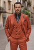 Men’s Red 3-Piece Suit with Vest and Chain – Stylish Formal Wear