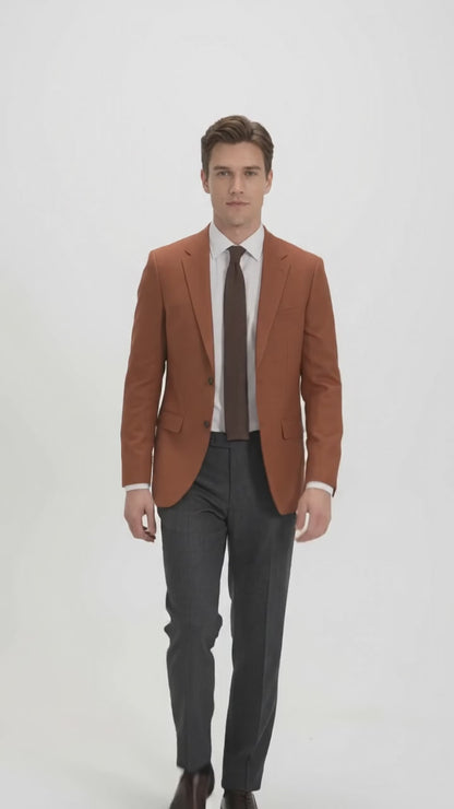 Men’s Burnt Orange Suit Jacket – 2 Button Notch Lapel Formal Blazer
