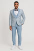 2024 Prom Special Blue Tuxedo Suit w/ Double-Breasted Vest by Tazzio