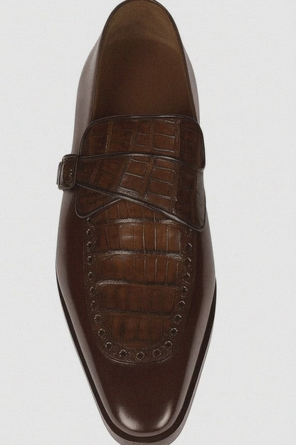Lombardy Caiman Belly & Calfskin Monkstrap Dress Shoe