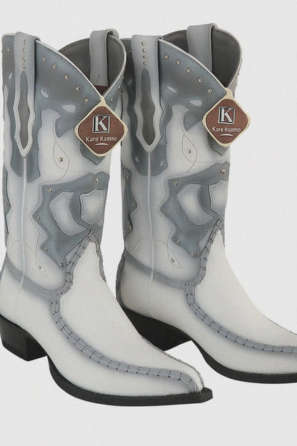 Men's King Exotic Genuine Sharkskin Boots 3x Toe Burnished White (495v20928)