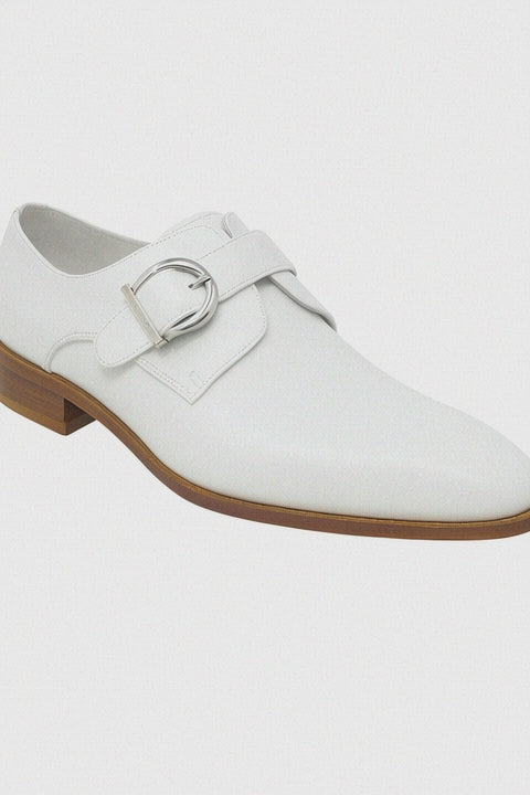 Mens Carrucci Classic Leather Fade Single D-Buckle Monk Strap Dress Shoe in Chestnut