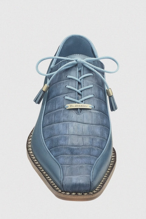 Mens Belvedere Gabriele Caiman Crocodile Dress Shoe in Blue