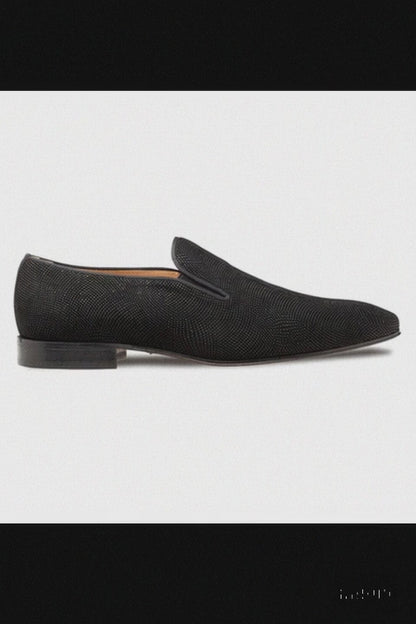 Notte Black Glass Suede Slip On Shoes By Mezlan Made In Spain Brand
