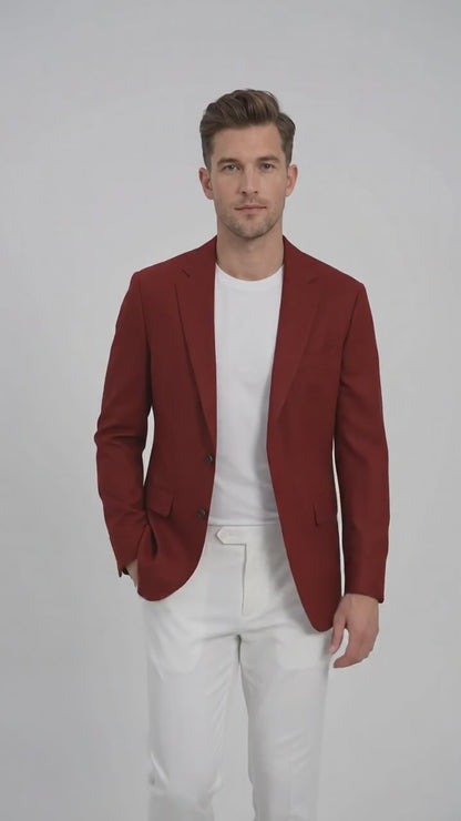 Mens Crimson Red Blazer – Classic Two-Button Wedding, Church, Business & Smart-Casual Sport Coat