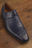 Men's Navy Crocodile & Calfskin Leather Slip-On Dress Loafers