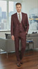 Men’s Burgundy Checkered 3-Piece Suit – Windowpane Classic Fit Plaid Blazer with Vest and Pants