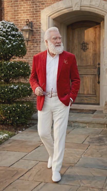 Men’s Red Velvet Blazer Santa Clauses Tim Allen Inspired Jacket – Festive Christmas Party Blazer, Holiday Costume Jacket Christmas New Year