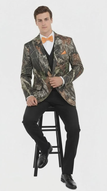 Mens Camo Sport Jacket - Camouflage Blazer - Camo Sport Coat in Green and Brown Color
