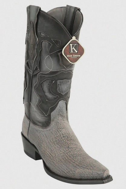Men's King Exotic Snip Toe Sharkskin Boots Handcrafted Gray (494R0909)