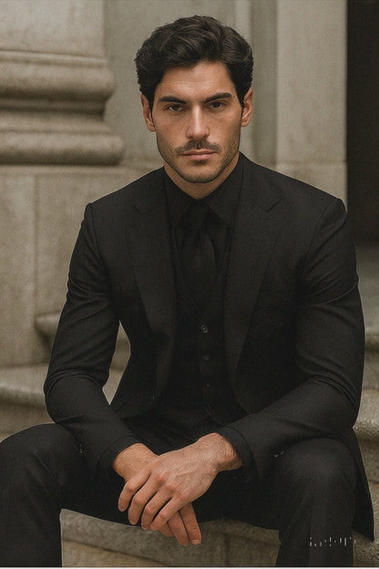 Mens John Wick Vested Black Suit Costume